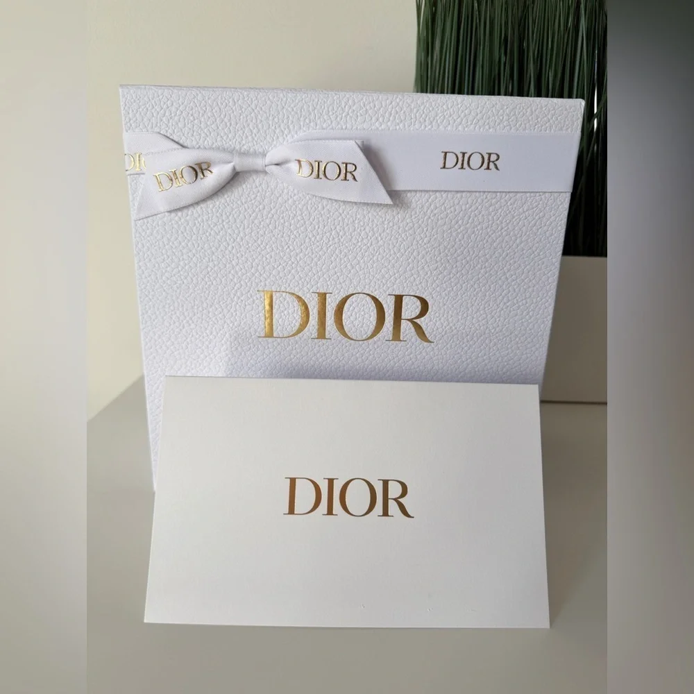 Dior Luxury Gift Box Set White Textured Presentation Box w/ Ribbon & Card New